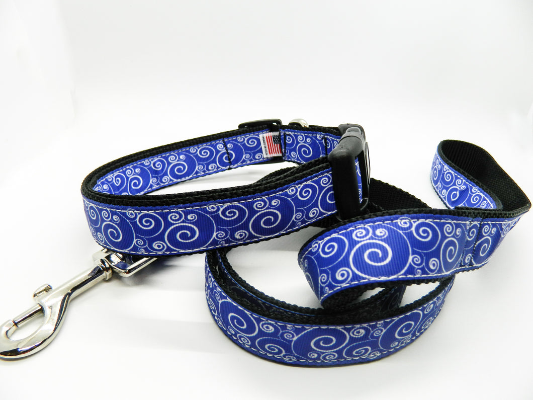 Blue Wave Collar and Leash Set