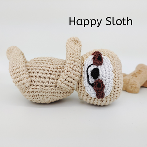 Organic Knit Dog Toy - Happy Sloth